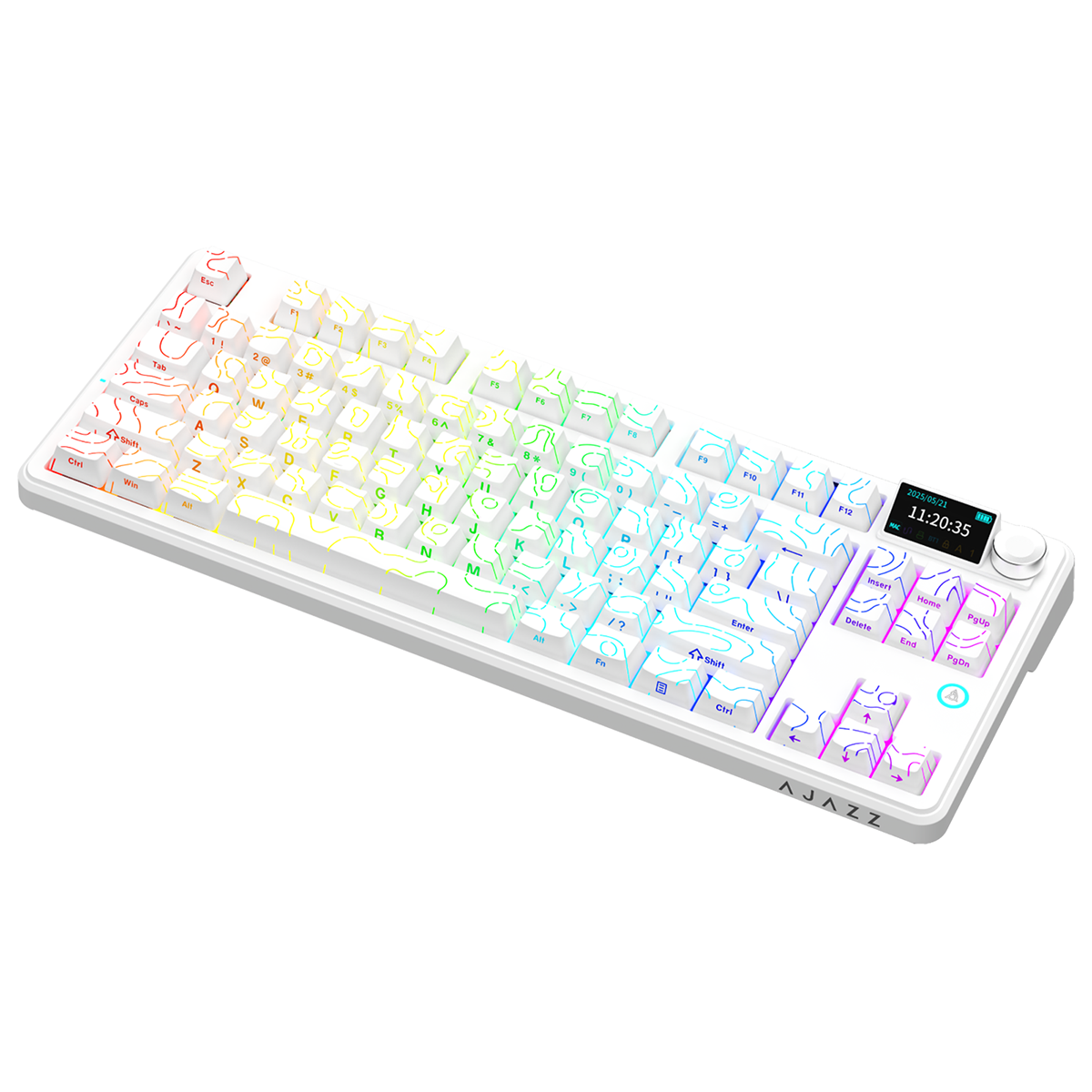 Ajazz AK870 V2 Desenli 3 Modlu TFT Ekranlı Mekanik Klavye - 10.000 Mah Batarya