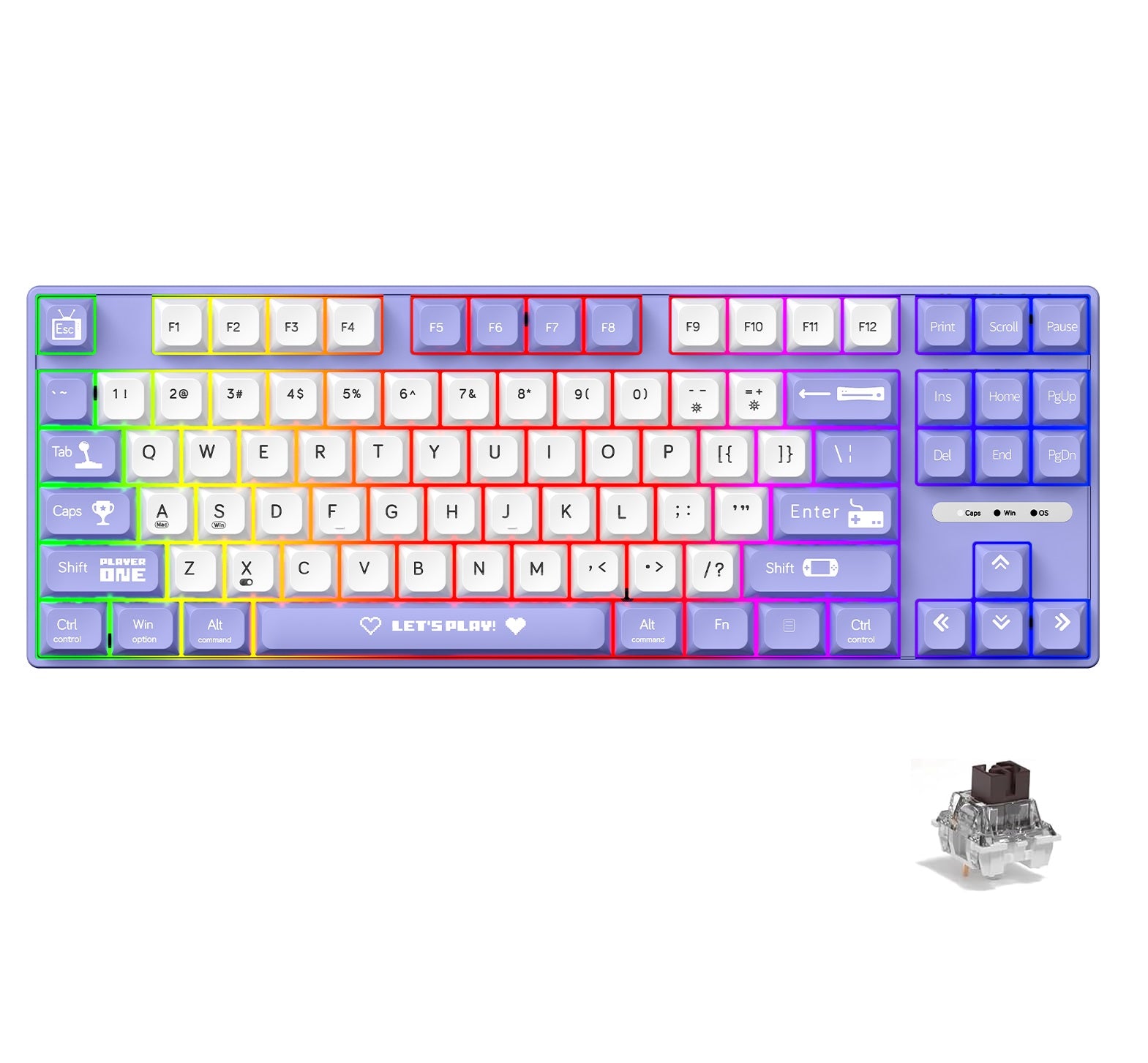 AK870MC Kablolu- Hot Swap Mekanik Oyuncu Klavyesi- Rainbow Aydınlatmalı