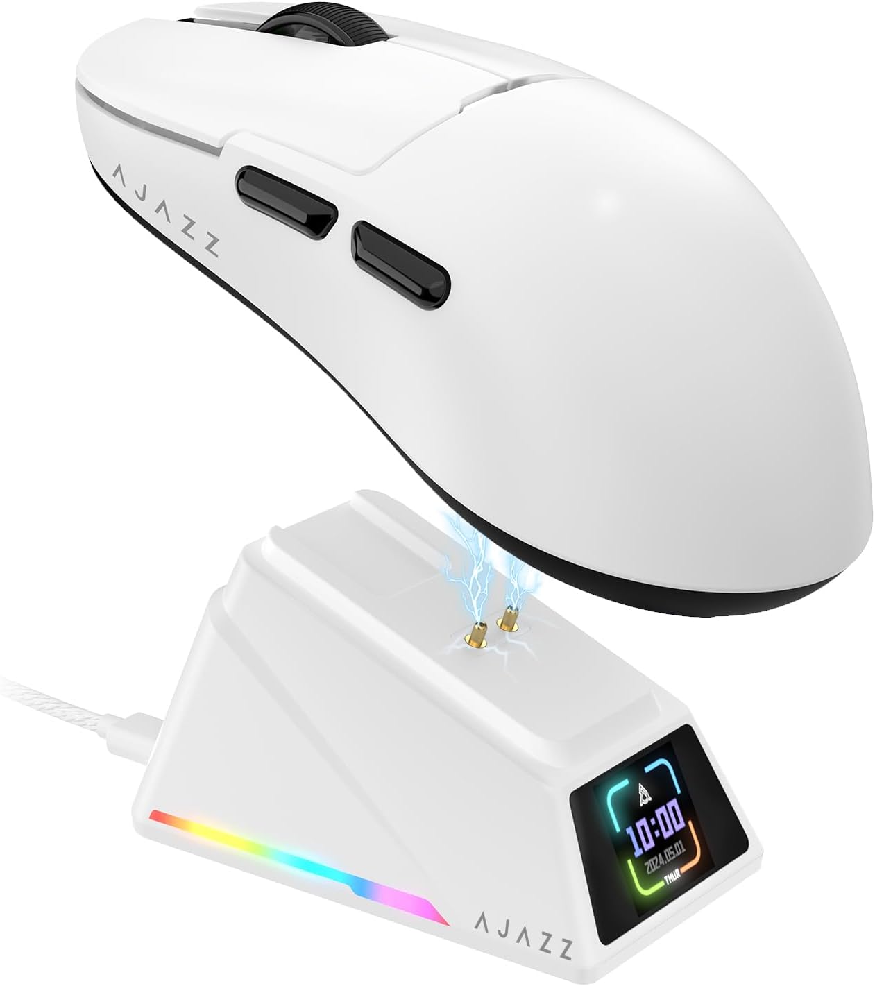 AJ159 APEX 8K Oyun Mouse, 3 Modlu TFT Ekranlı Manyetik Şarj İstasyonu,PAW3950 Sensör, 56 Gr