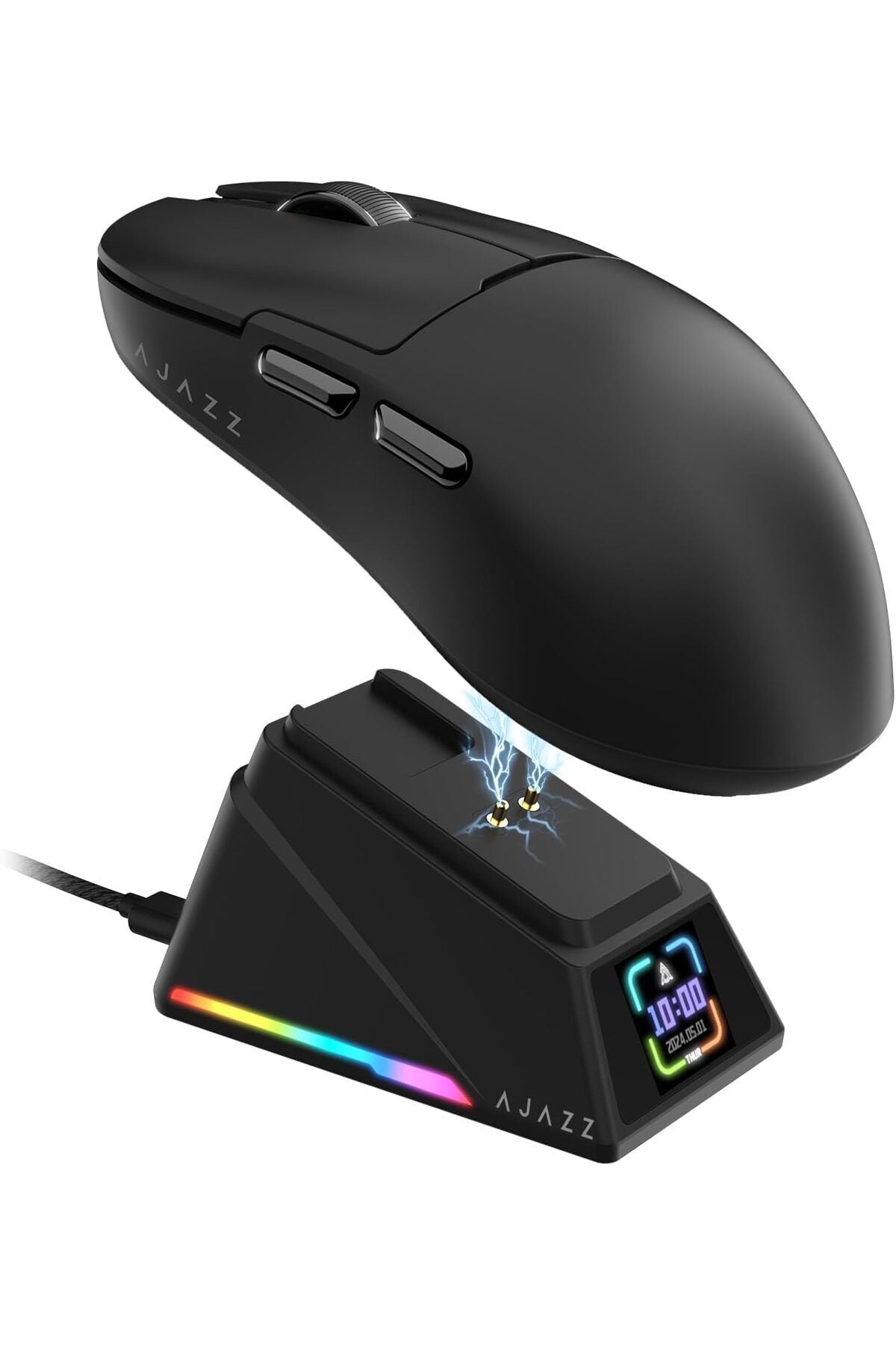 AJ159 APEX 8K Oyun Mouse, 3 Modlu TFT Ekranlı Manyetik Şarj İstasyonu,PAW3950 Sensör, 56 Gr