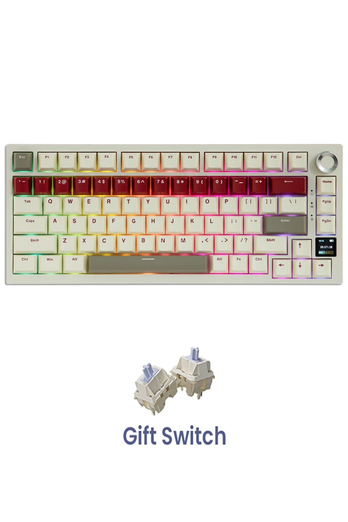 AK820 PRO Mekanik Oyun Klavyesi,3 Modlu TFT Renkli Ekran ve CNC Düğmeli 81 Tuş,RGB Aydınlatma