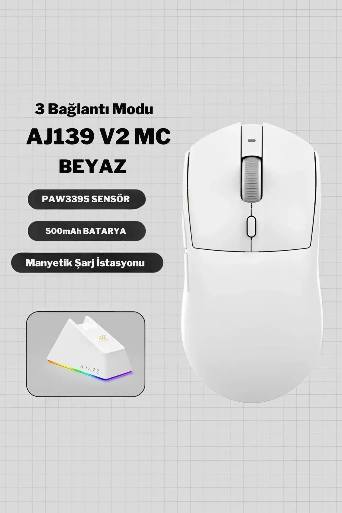 Aj139 V2 Mc Paw 3311 Sensör 3 Modlu 12.000 DPI Şarj İstasyonlu Oyuncu Mouse