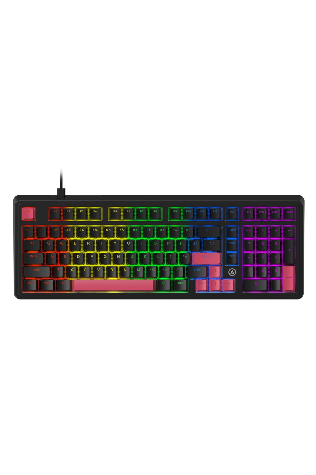 AK980 Red Switch Kablolu Mekanik Oyun Klavyesi- Rainbow Aydınlatmalı - Retro