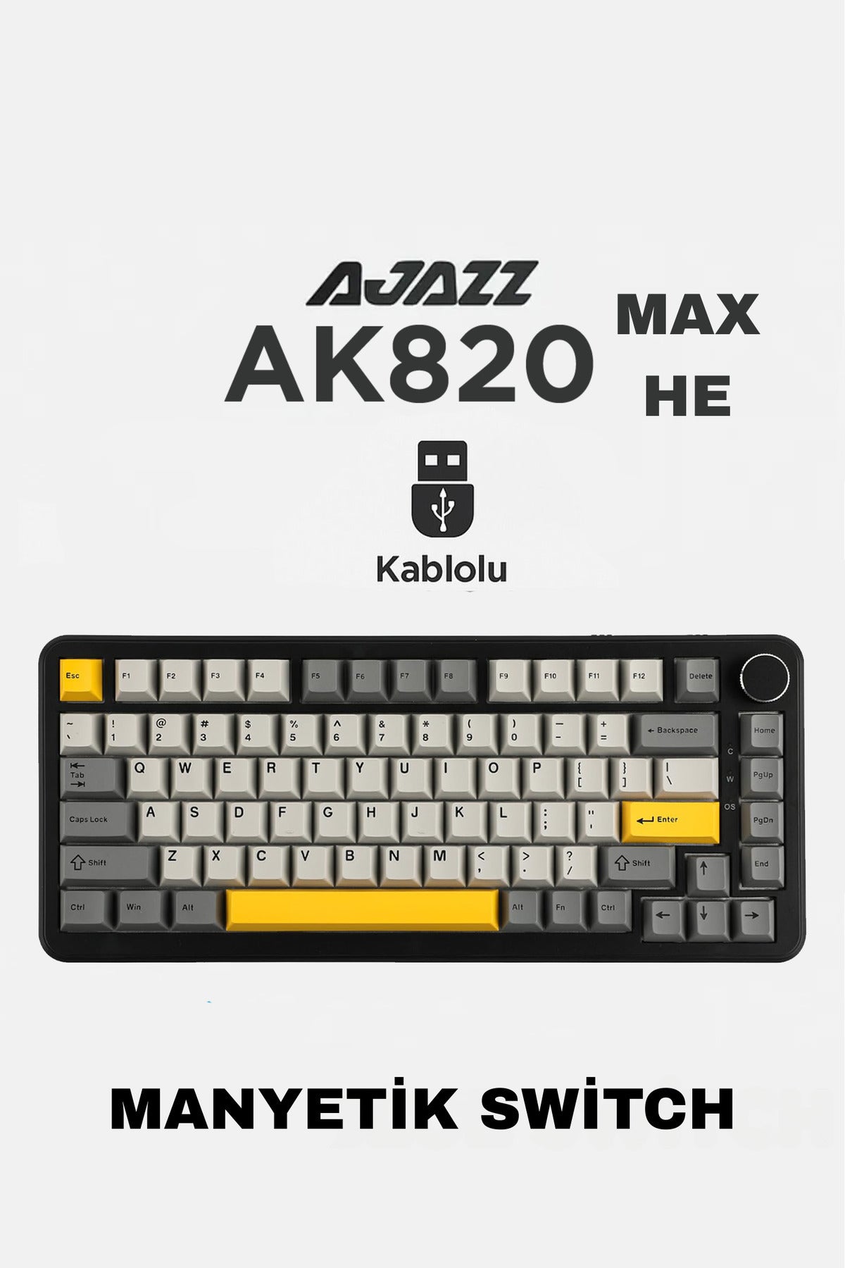 AK820 MAX HE Kablolu Mekanik Oyun Klavyesi, Rapid Trigger, RGB Aydınlatma, Hall Effect
