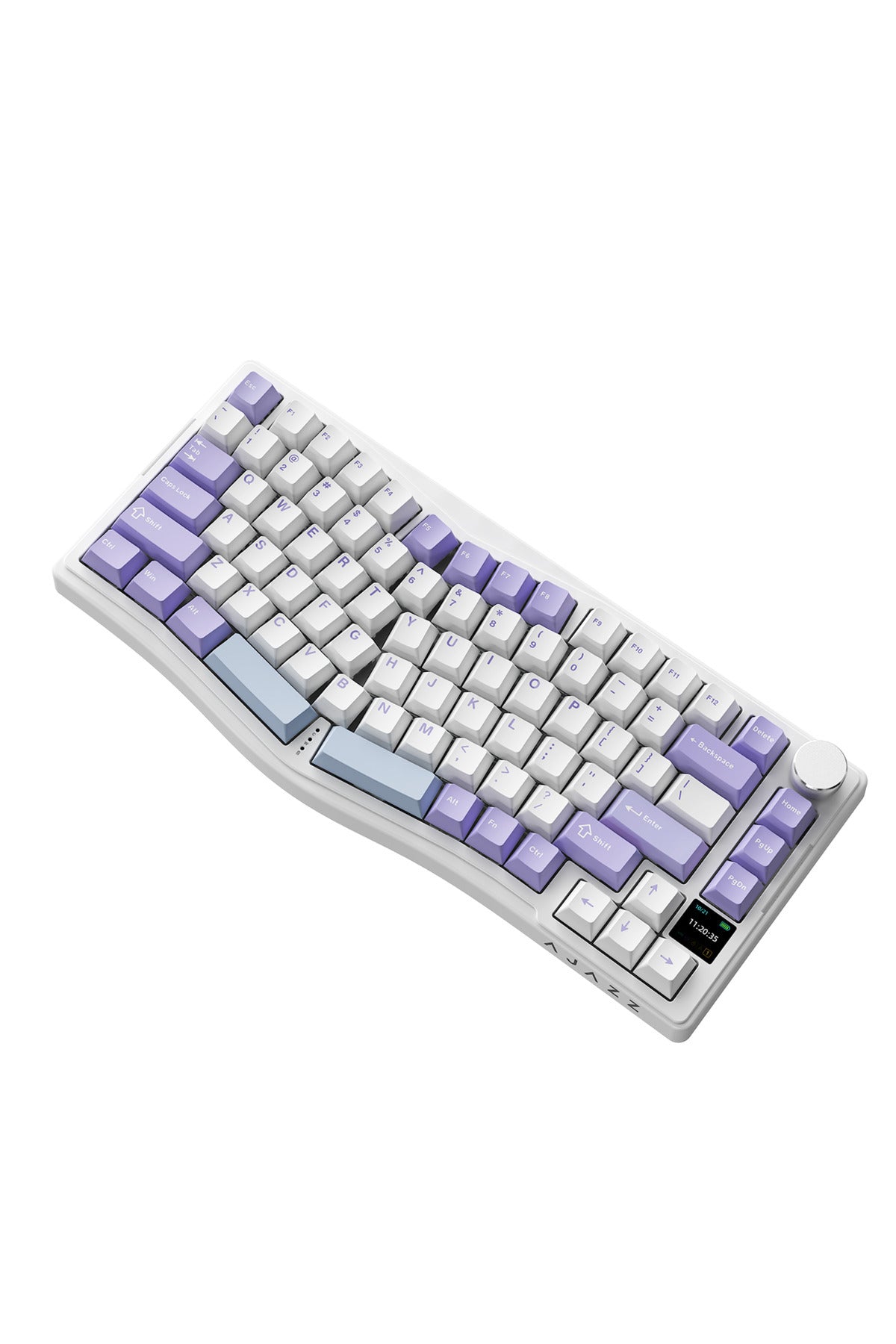 AKS075 Ergonomik Tasarım-FlyingFishSwitch-MekanikKlavye-BT5.1/2.4GWireless/USB-C Kablolu-HotSwap-RGB - Mor