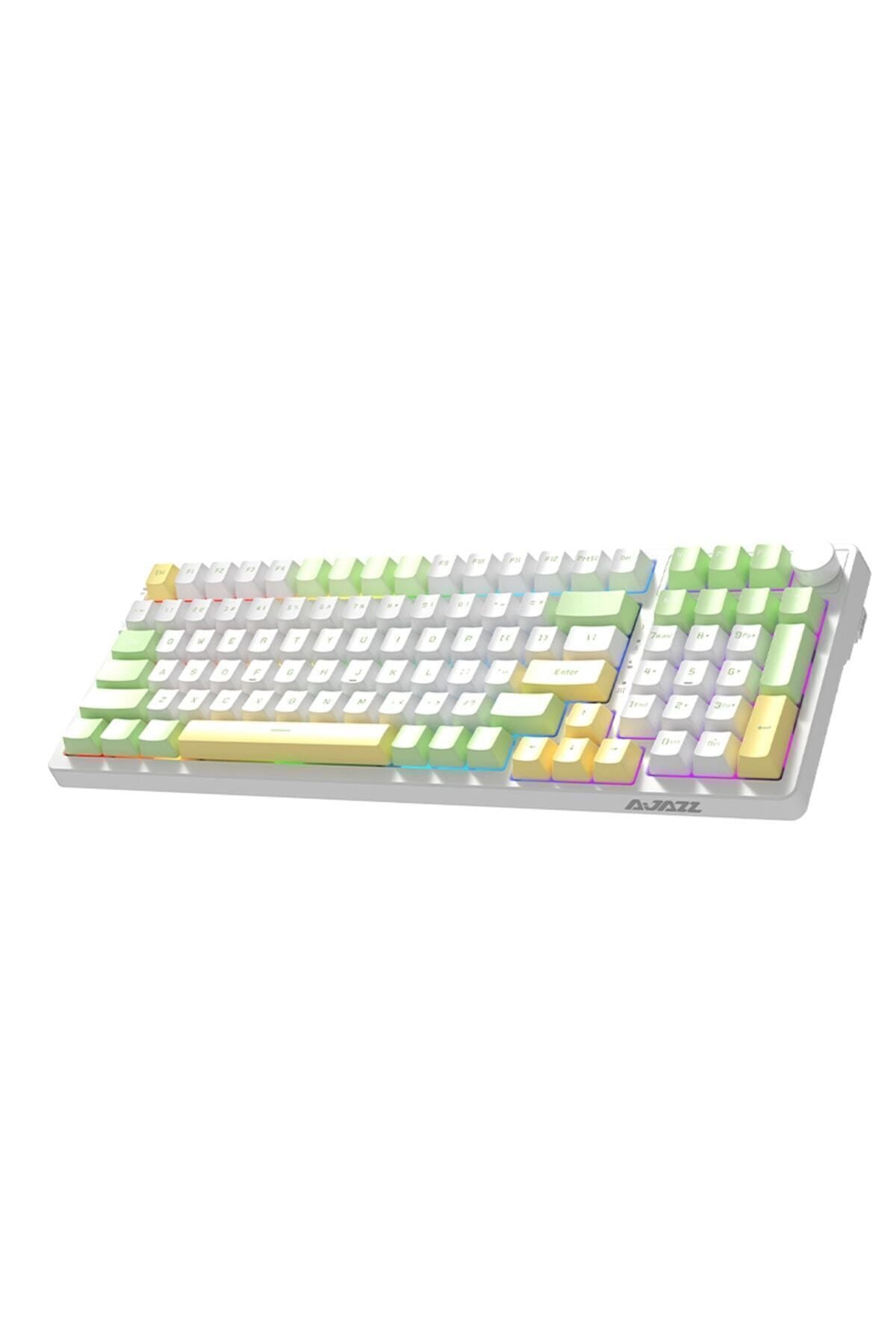 Ak992 Rgb 100 Tuş Mekanik Oyuncu Klavyesi Bluetooth Kablolu 2.4g Bağlantılı -red Switch-coiled Kablo