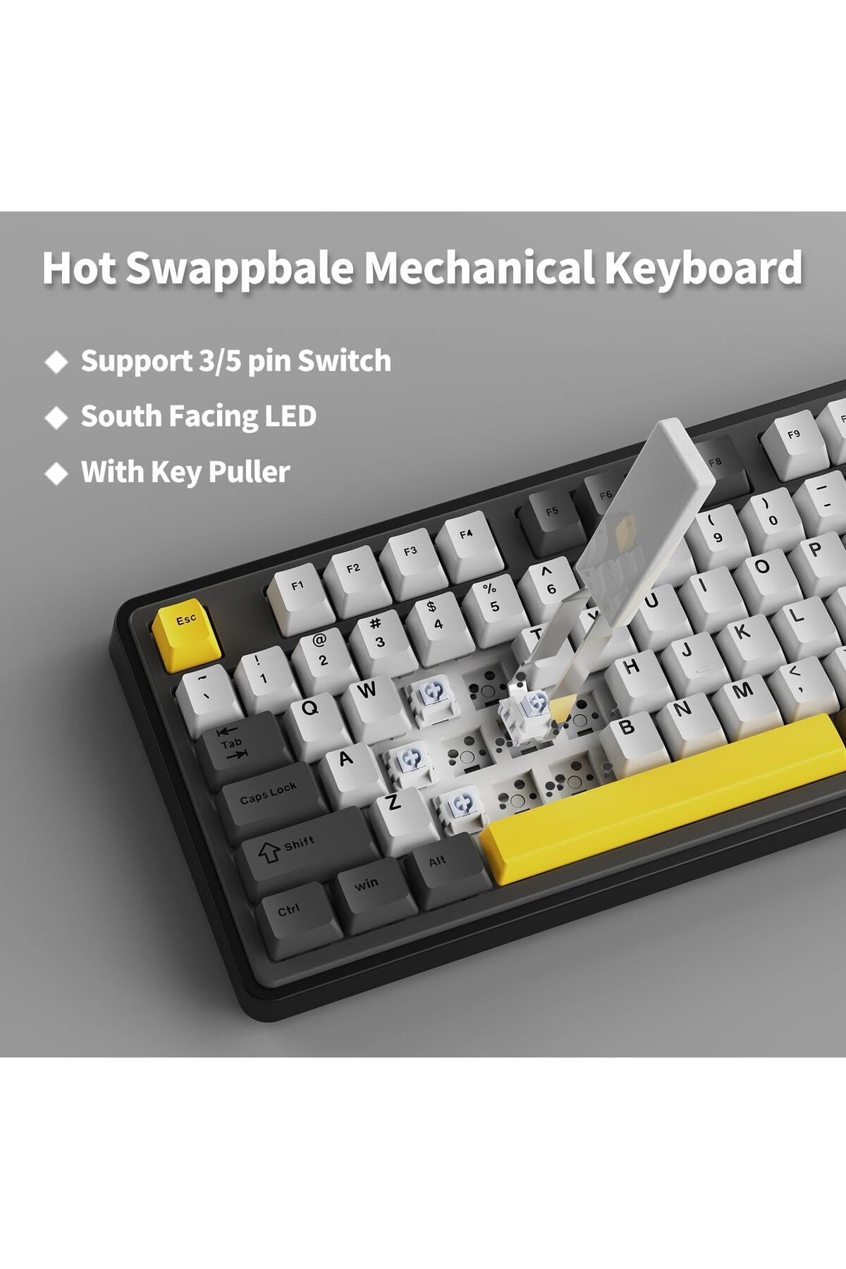 Ak870 Mekanik Oyuncu Klavyesi-Kablolu-2.4G-BT Bağlantılı RGB