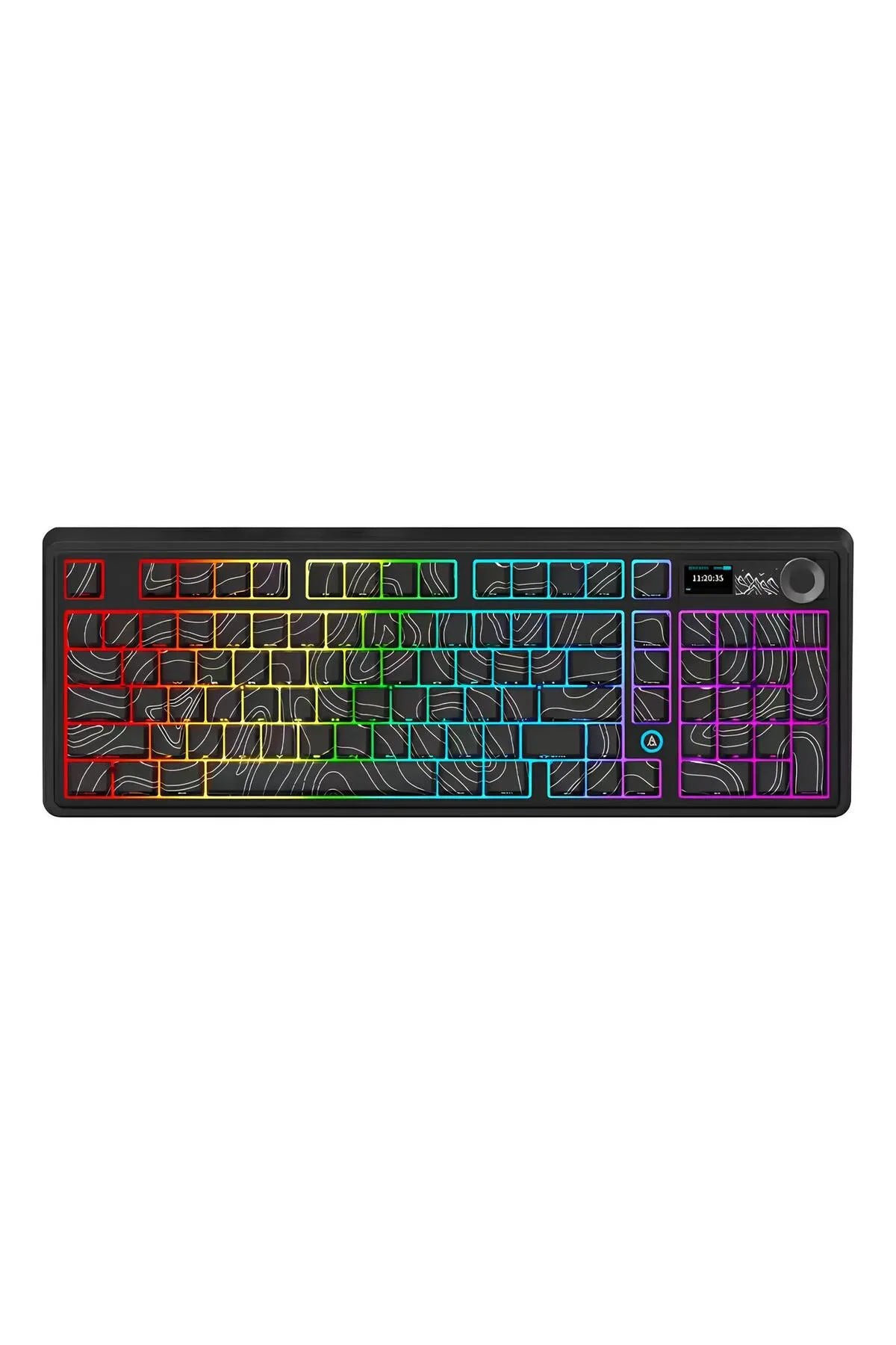 AK980 3 Modlu Hot-Swap TFT Ekranlı Mekanik Oyun Klavyesi-8.000 Mah Batarya Dinamik RGB