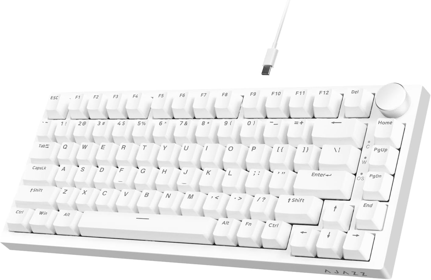 AK820 Kablolu Mekanik Oyun Klavyesi , Beyaz Işıklı, Beyaz-Gri, 82 Tuş, Hot Swap, Anti Ghosting