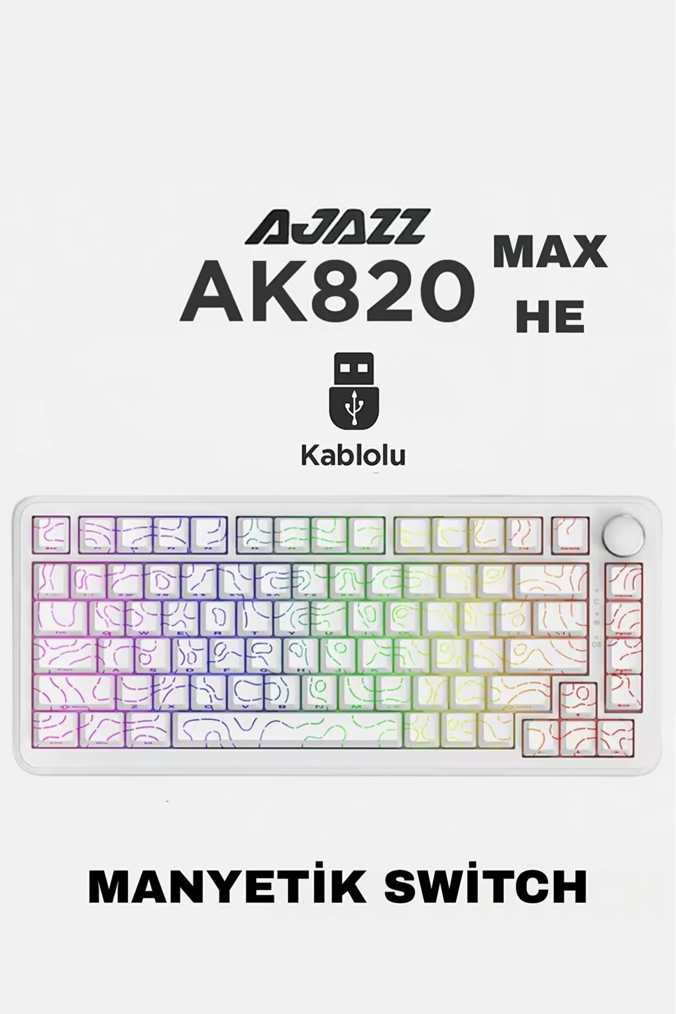 AK820 MAX HE Kablolu Mekanik Oyun Klavyesi, Rapid Trigger, RGB Aydınlatma, Hall Effect