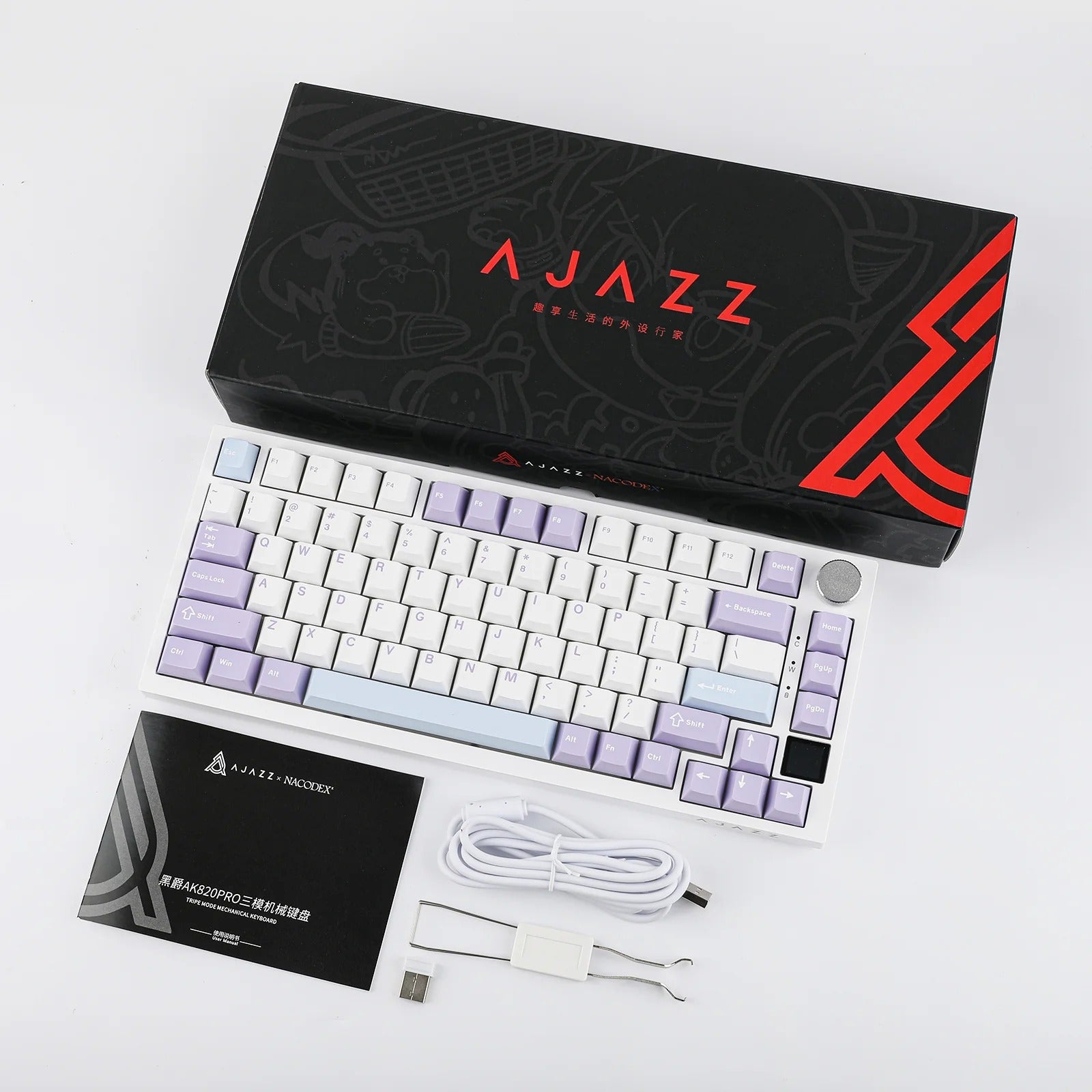 AK820 PRO Mekanik Oyun Klavyesi,3 Modlu TFT Renkli Ekran ve CNC